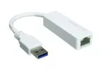 Adaptér USB 3.0 (2.0) na Gbit LAN pre MAC a PC Zástrčka USB 3.0 A do zásuvky RJ45, biela